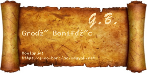 Groó Bonifác névjegykártya